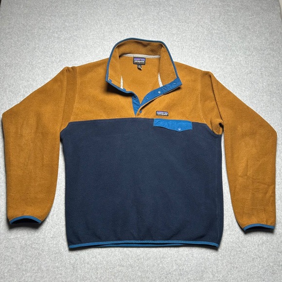 Patagonia Other - Patagonia Synchilla Snap-T Fleece Pullover Mens Medium Yellow Navy Blue